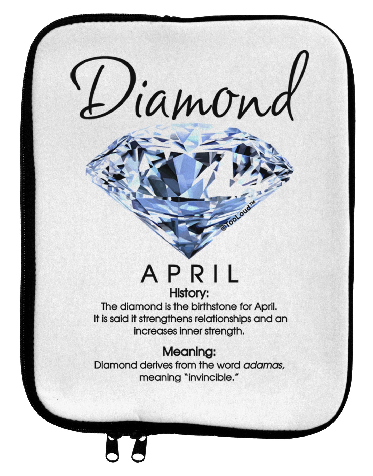 Birthstone Diamond 9 x 11.5 Tablet Sleeve by TooLoud-TooLoud-White-Black-Davson Sales