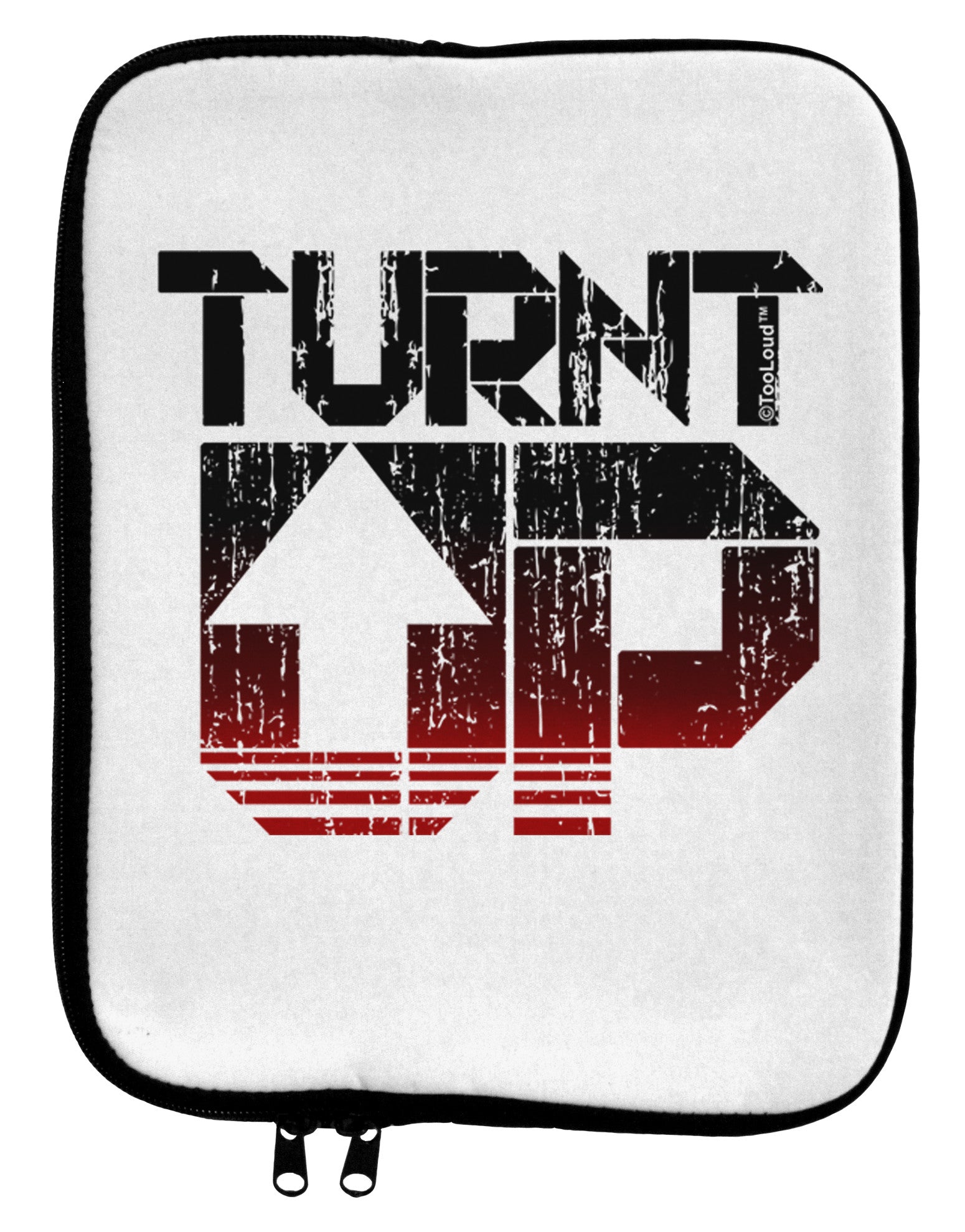 Turnt Up Distressed 9 x 11.5 Tablet Sleeve-TooLoud-White-Black-Davson Sales