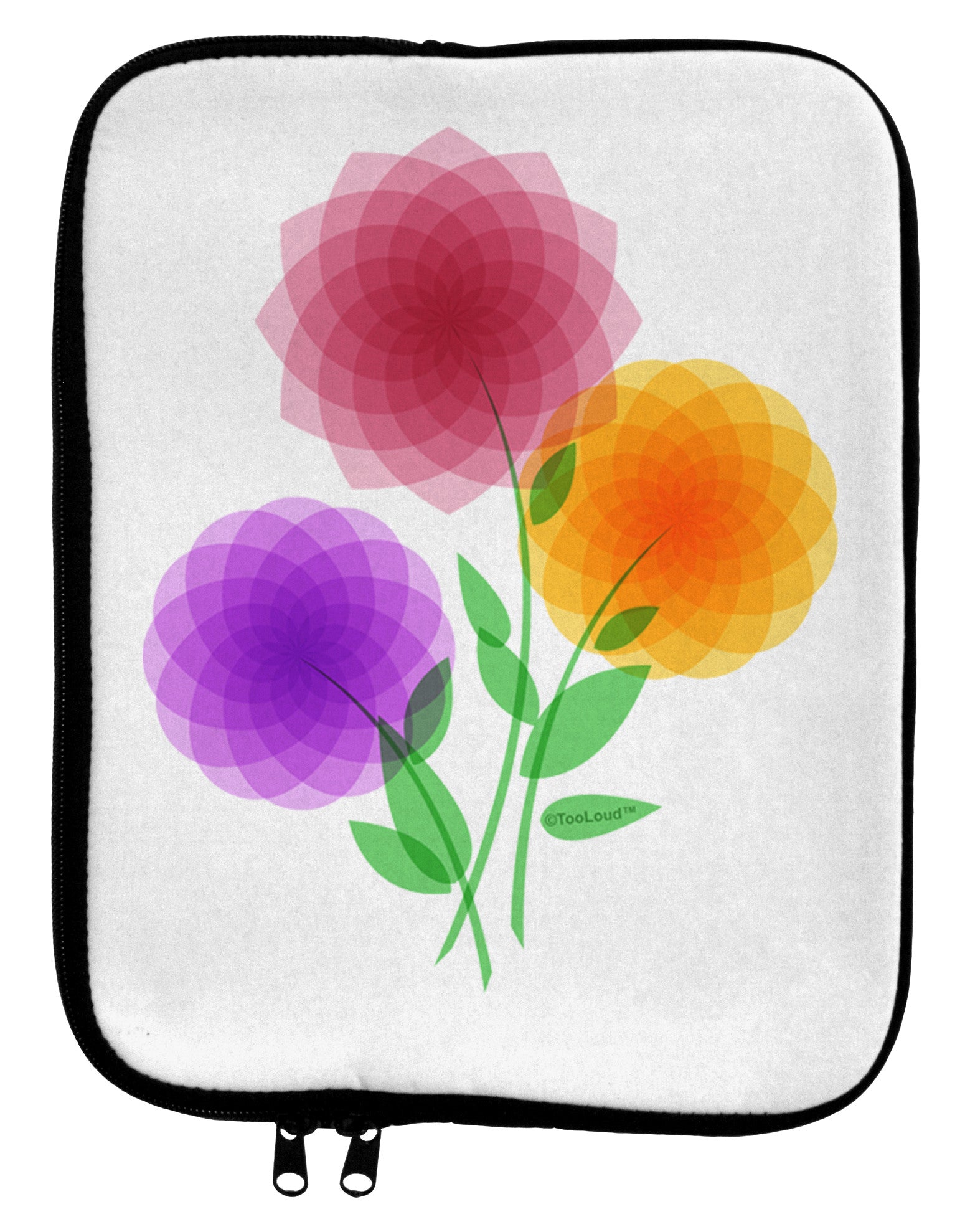 Crystal Dahlias 9 x 11.5 Tablet Sleeve-TooLoud-White-Black-Davson Sales