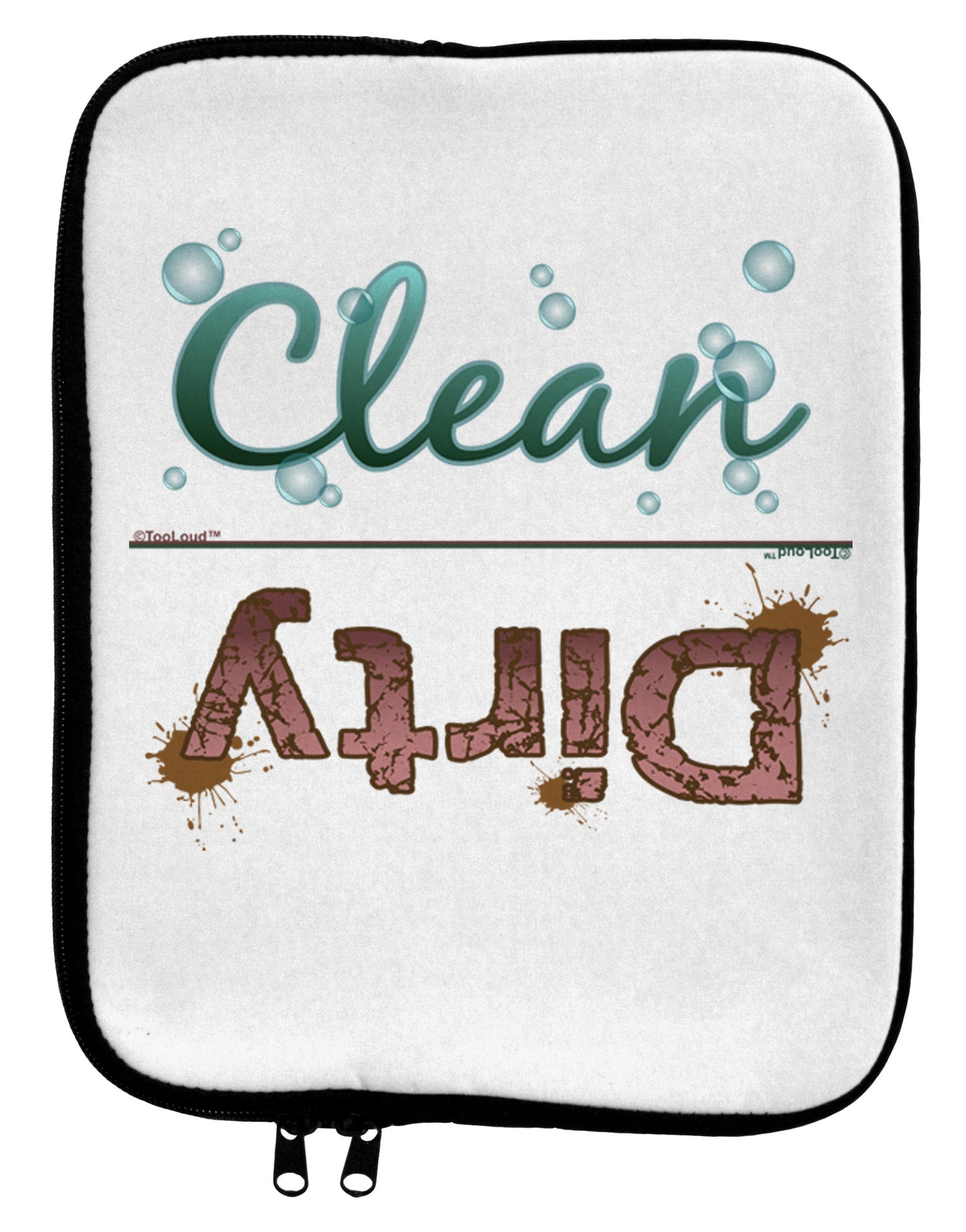 Clean or Dirty - Clean 9 x 11.5 Tablet Sleeve-TooLoud-White-Black-Davson Sales