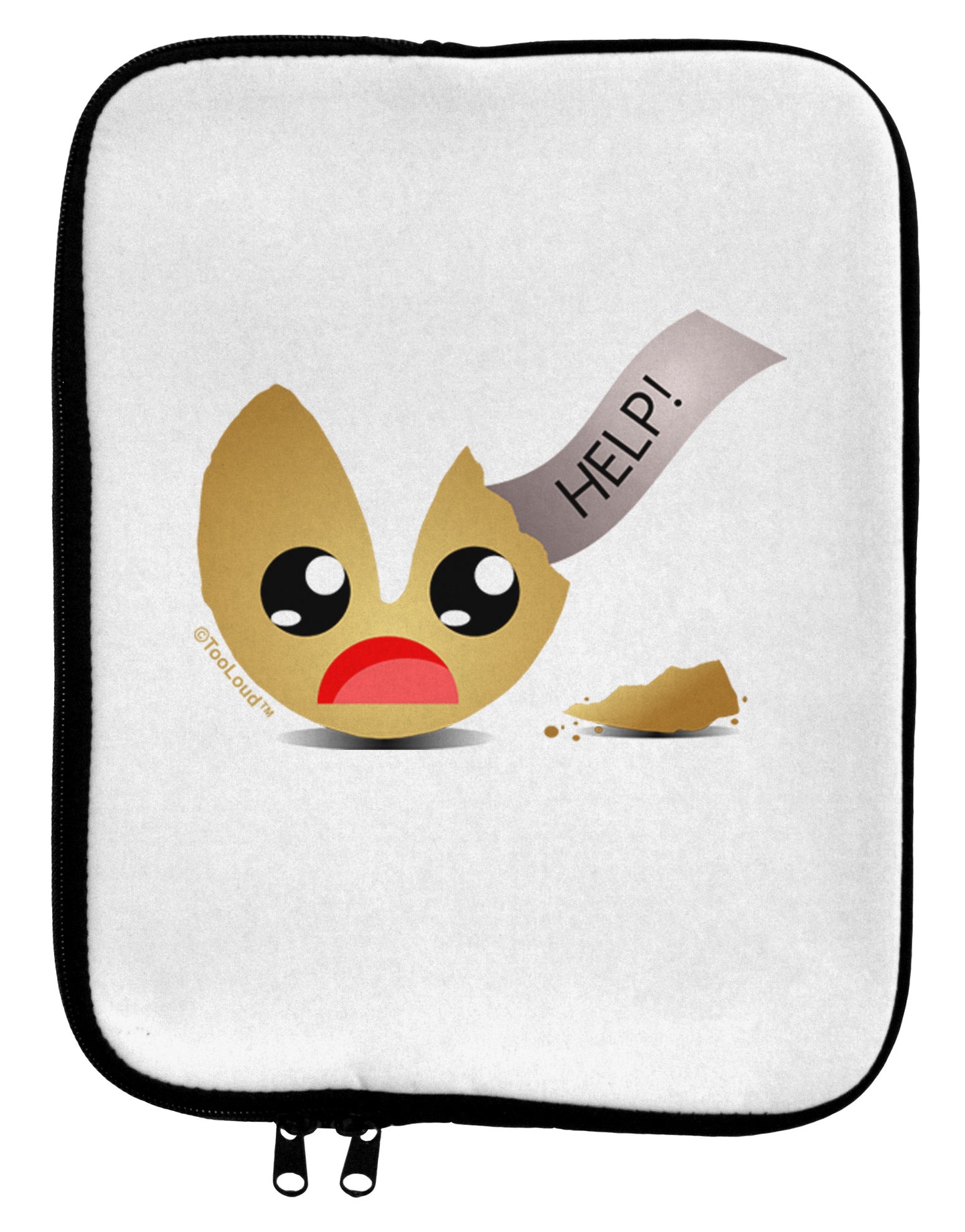 Dismembered Fortune Cookie 9 x 11.5 Tablet Sleeve-TooLoud-White-Black-Davson Sales