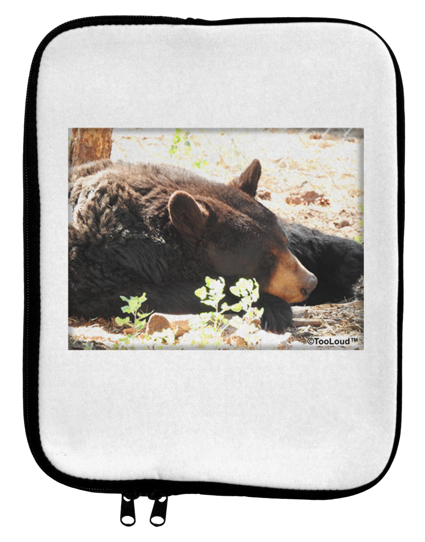 Laying Black Bear 9 x 11.5 Tablet Sleeve-TooLoud-White-Black-Davson Sales