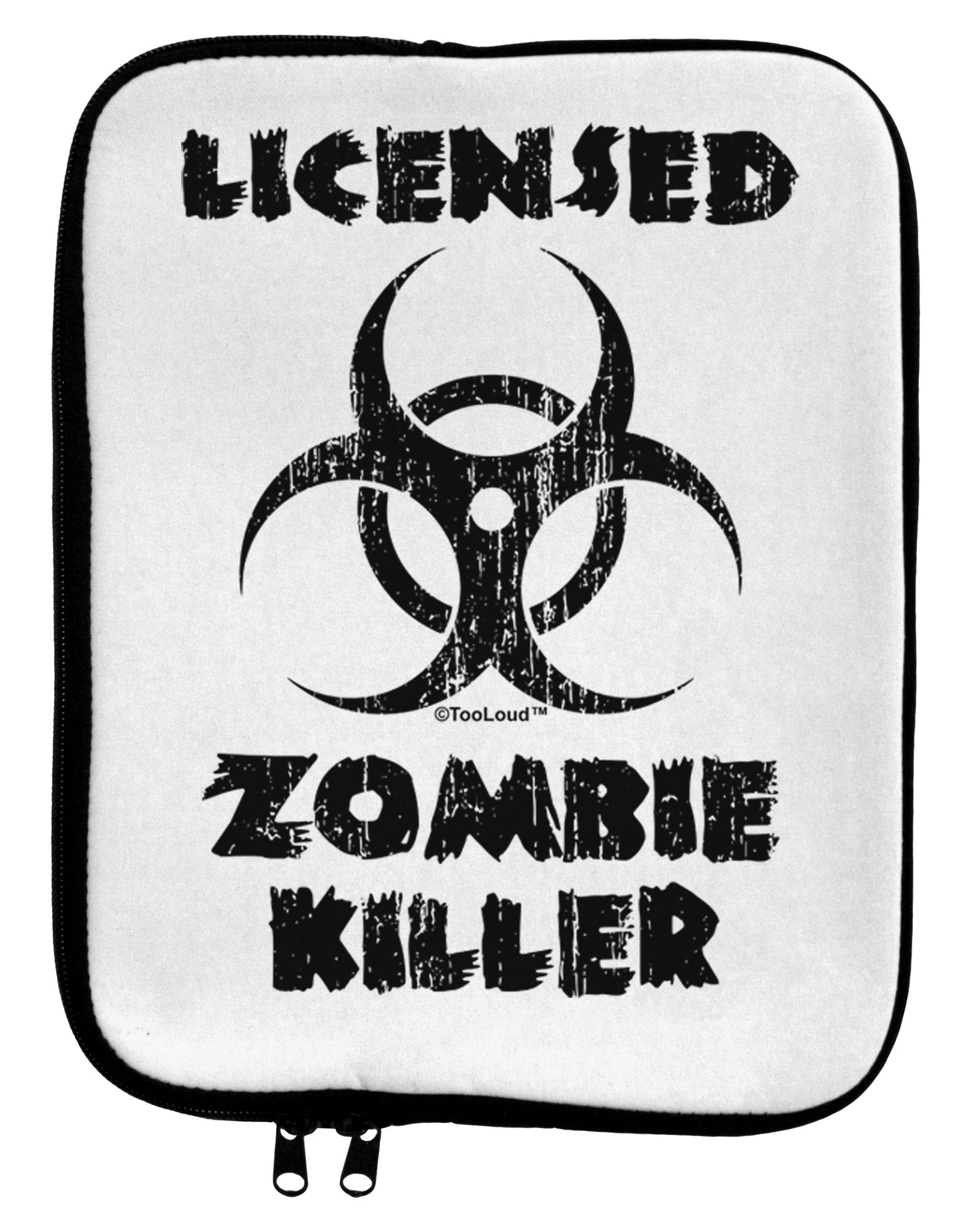 Licensed Zombie Killer - Biohazard 9 x 11.5 Tablet Sleeve by TooLoud-TooLoud-White-Black-Davson Sales