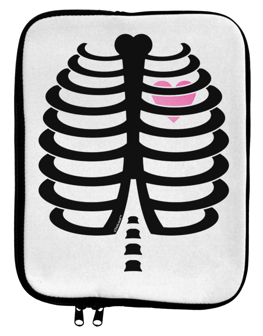 Black Skeleton Ribcage with Pink Heart Halloween 9 x 11.5 Tablet Sleeve-TooLoud-White-Black-Davson Sales