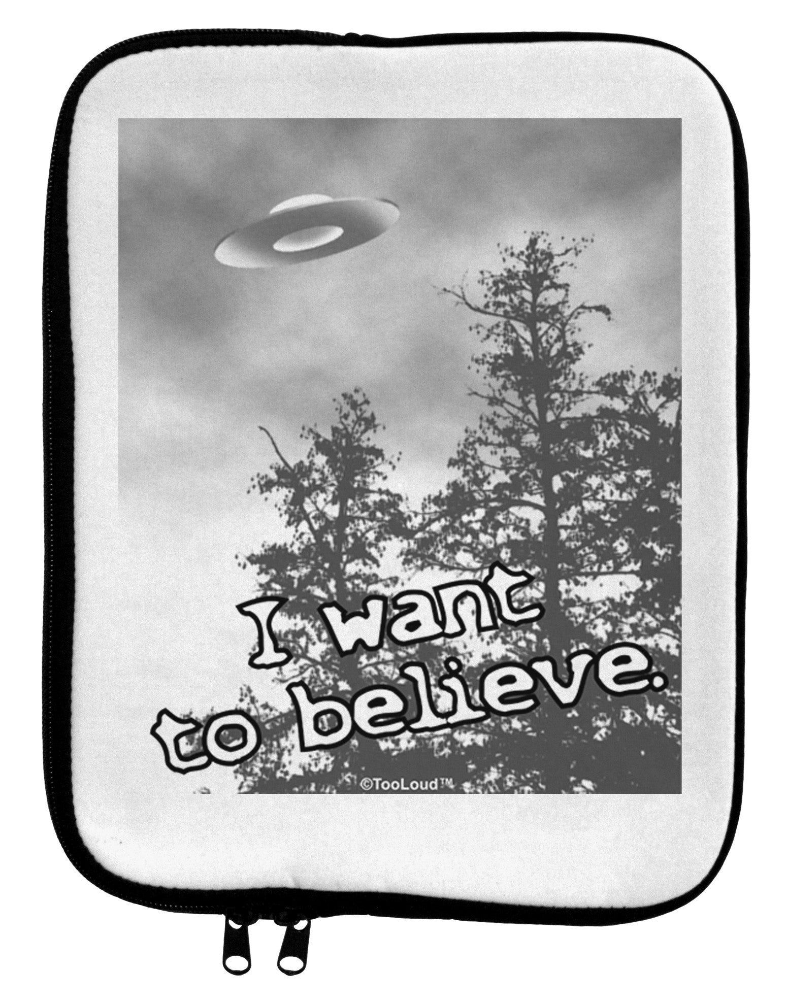 I Want to Believe - UFO 9 x 11.5 Tablet Sleeve by TooLoud-TooLoud-White-Black-Davson Sales