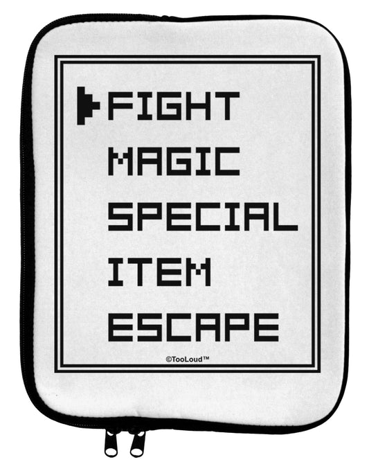 RPG Command Selection List 9 x 11.5 Tablet Sleeve by TooLoud-TooLoud-White-Black-Davson Sales
