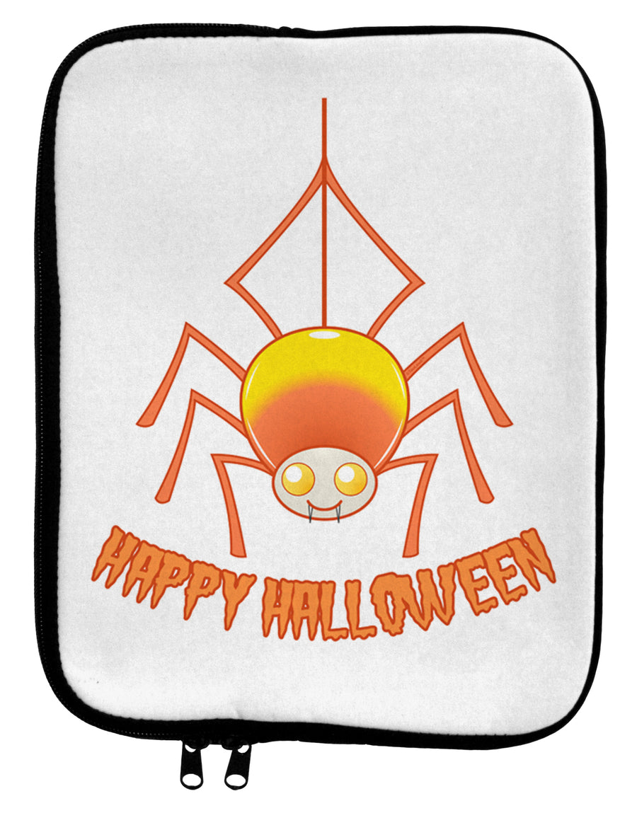 Cute Candy Corn Spider - Happy Halloween 9 x 11.5 Tablet Sleeve-TooLoud-White-Black-Davson Sales