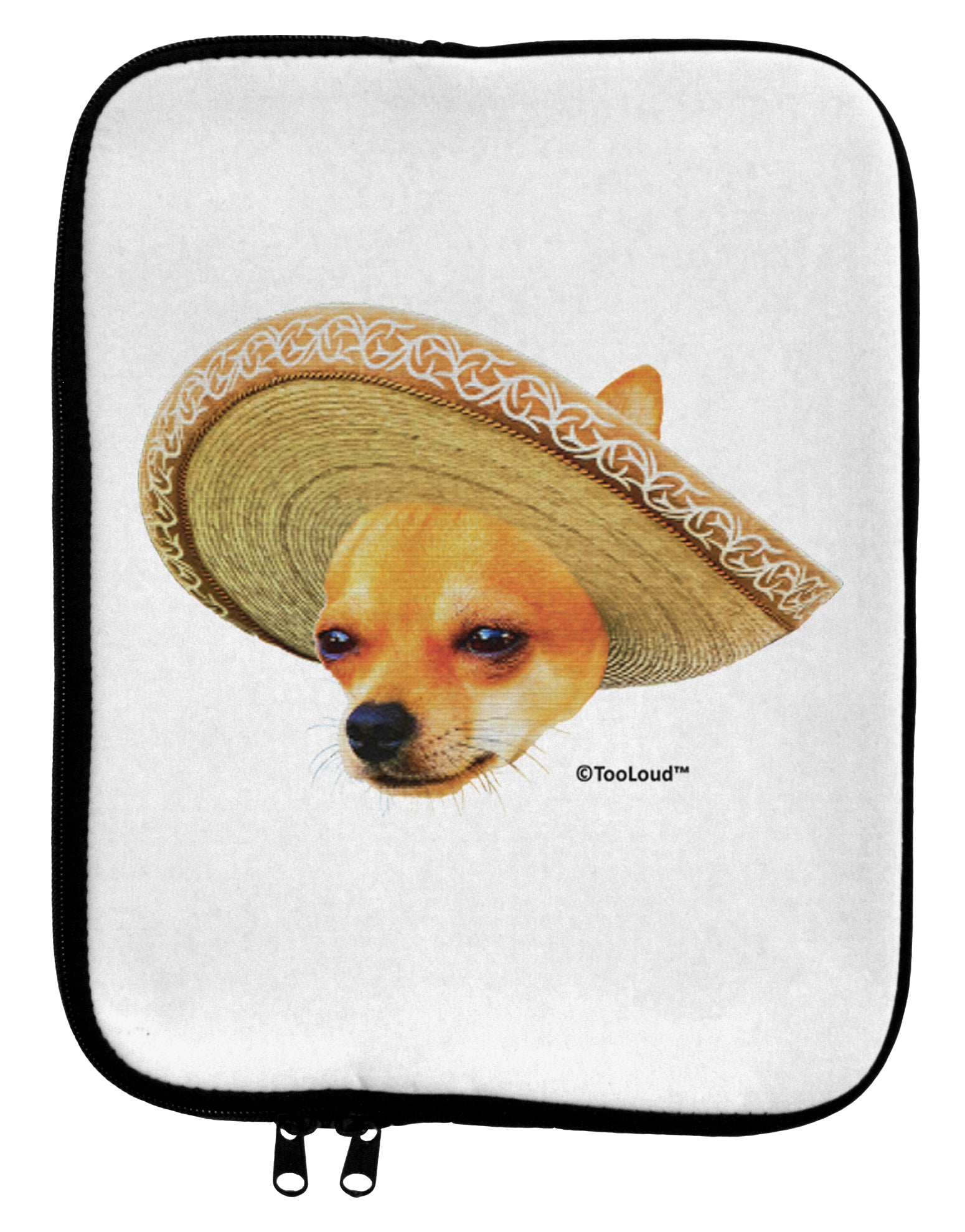 Chihuahua Dog with Sombrero - Patchwork Design 9 x 11.5 Tablet Sleeve by TooLoud-TooLoud-White-Black-Davson Sales