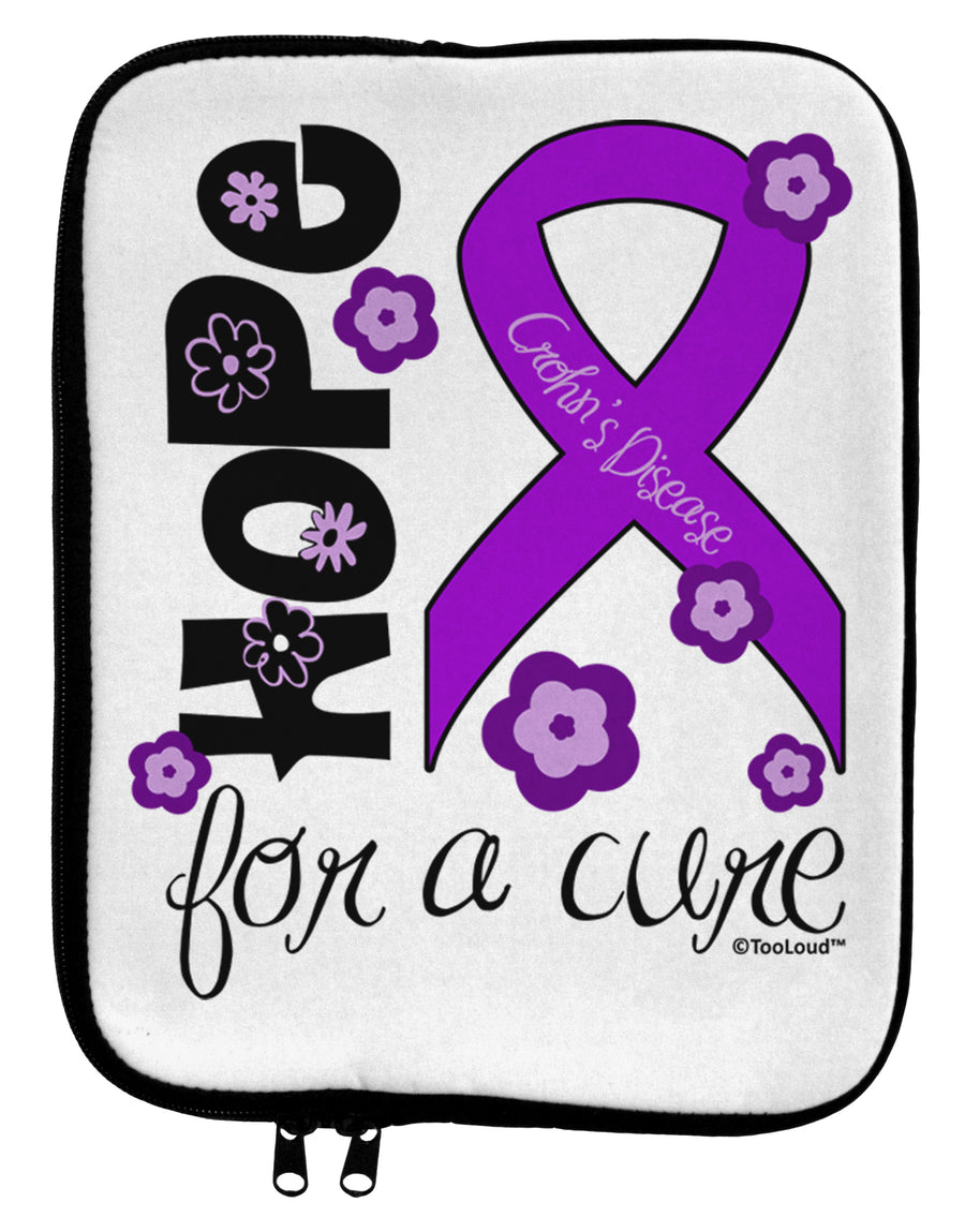 Hope for a Cure - Purple Ribbon Crohn’s Disease - Flowers 9 x 11.5 Tablet Sleeve by TooLoud-TooLoud-White-Black-Davson Sales