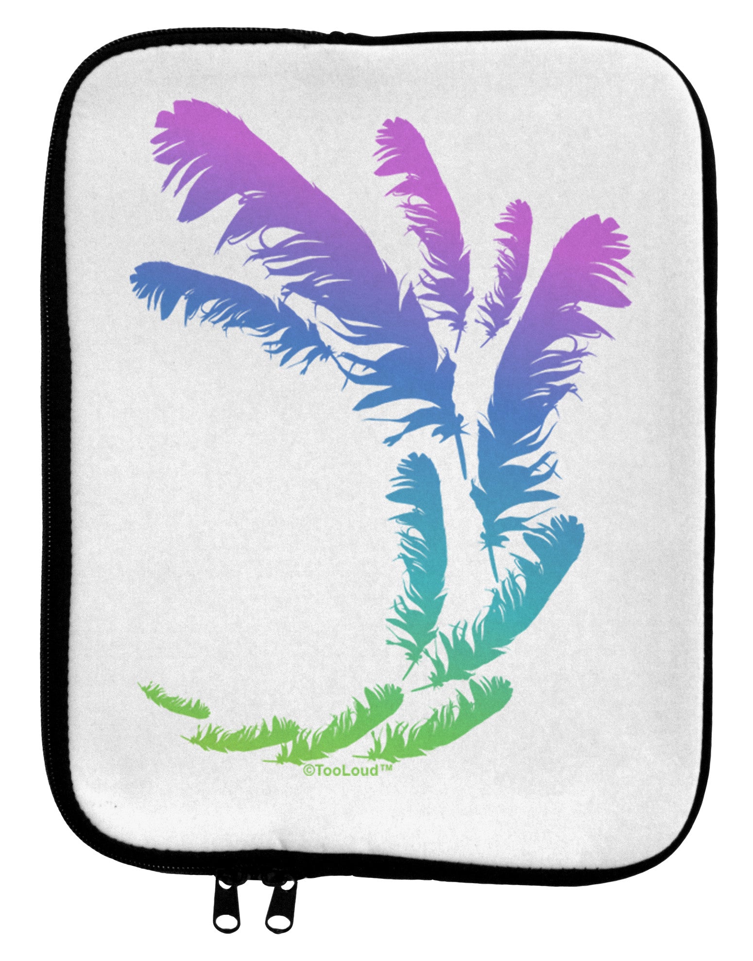 Tropical Feathers 9 x 11.5 Tablet Sleeve-TooLoud-White-Black-Davson Sales