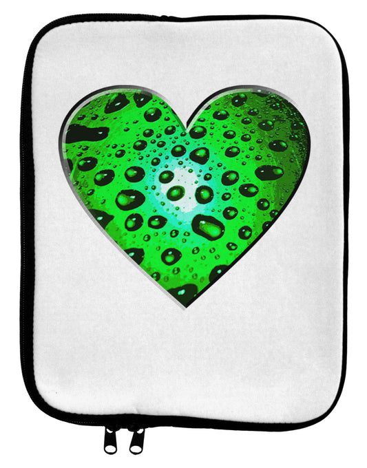 Water Droplet Heart Green 9 x 11.5 Tablet Sleeve by TooLoud-TooLoud-White-Black-Davson Sales