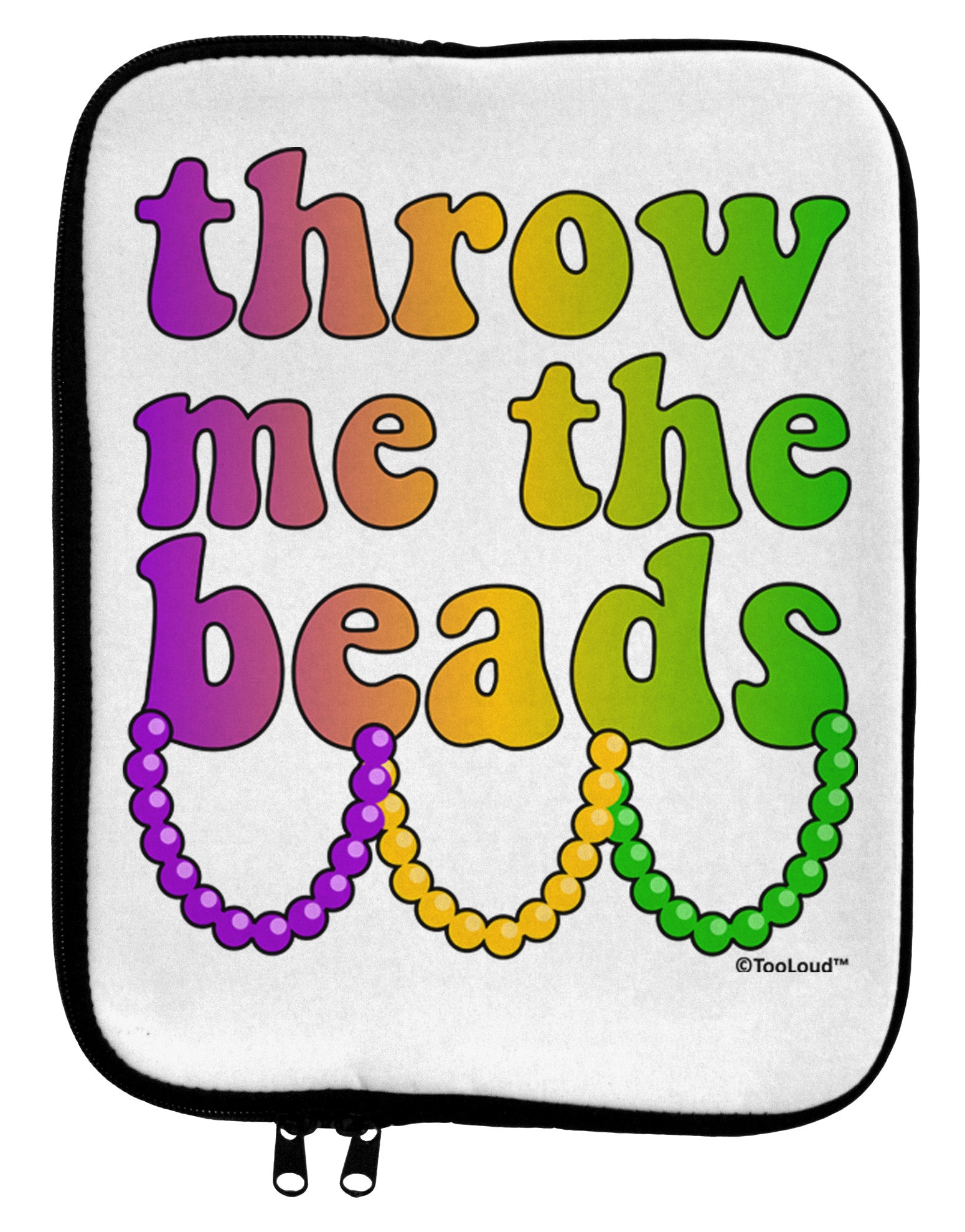 Throw Me The Beads - Mardi Gras 9 x 11.5 Tablet Sleeve by TooLoud-TooLoud-White-Black-Davson Sales