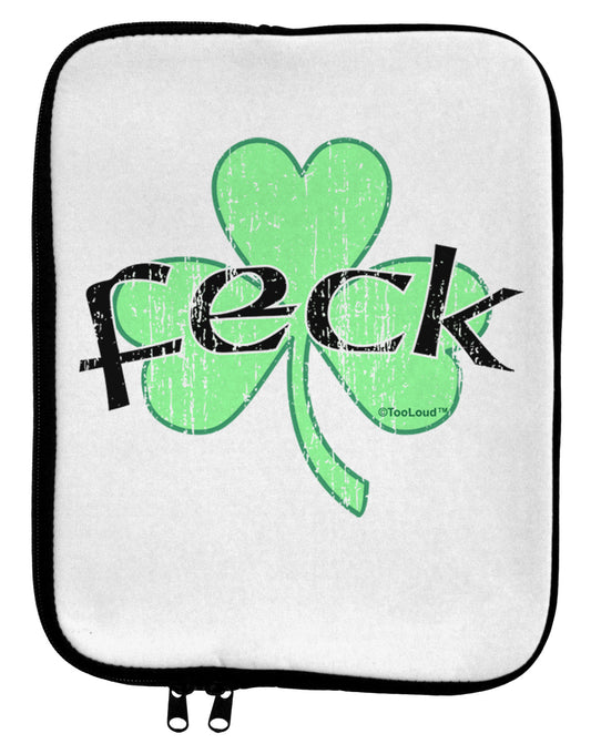 Feck - Clover Distressed Design 9 x 11.5 Tablet Sleeve by TooLoud-TooLoud-White-Black-Davson Sales