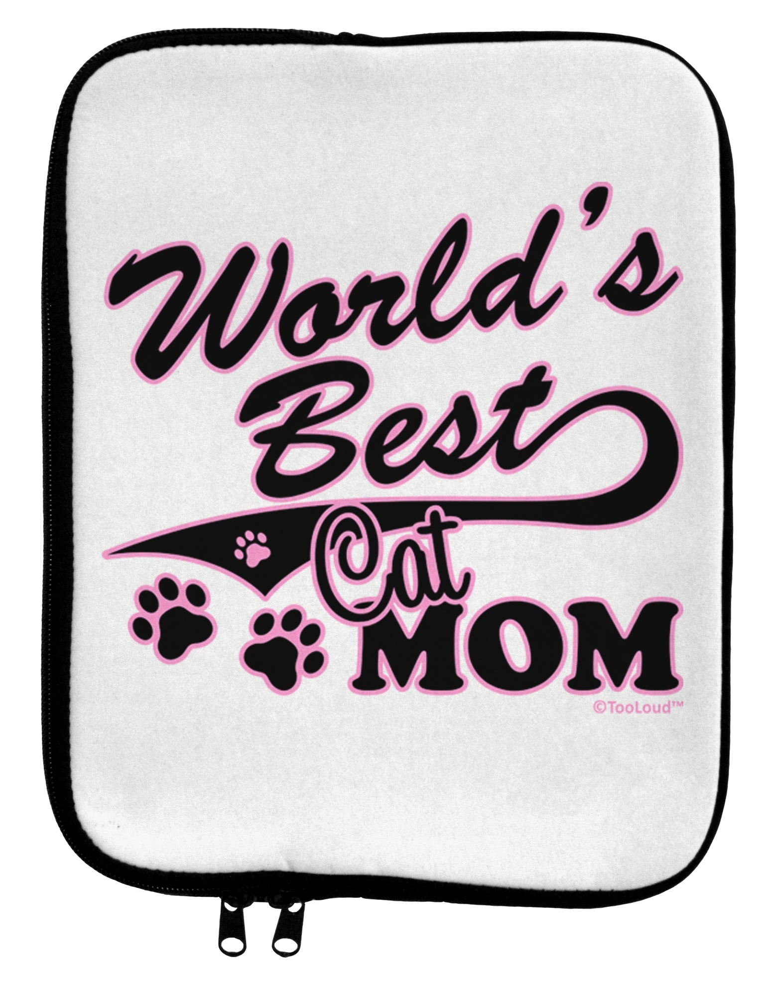 World's Best Cat Mom 9 x 11.5 Tablet Sleeve by TooLoud-TooLoud-White-Black-Davson Sales