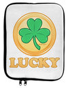 Shamrock Button - Lucky 9 x 11.5 Tablet Sleeve by TooLoud-TooLoud-White-Black-Davson Sales