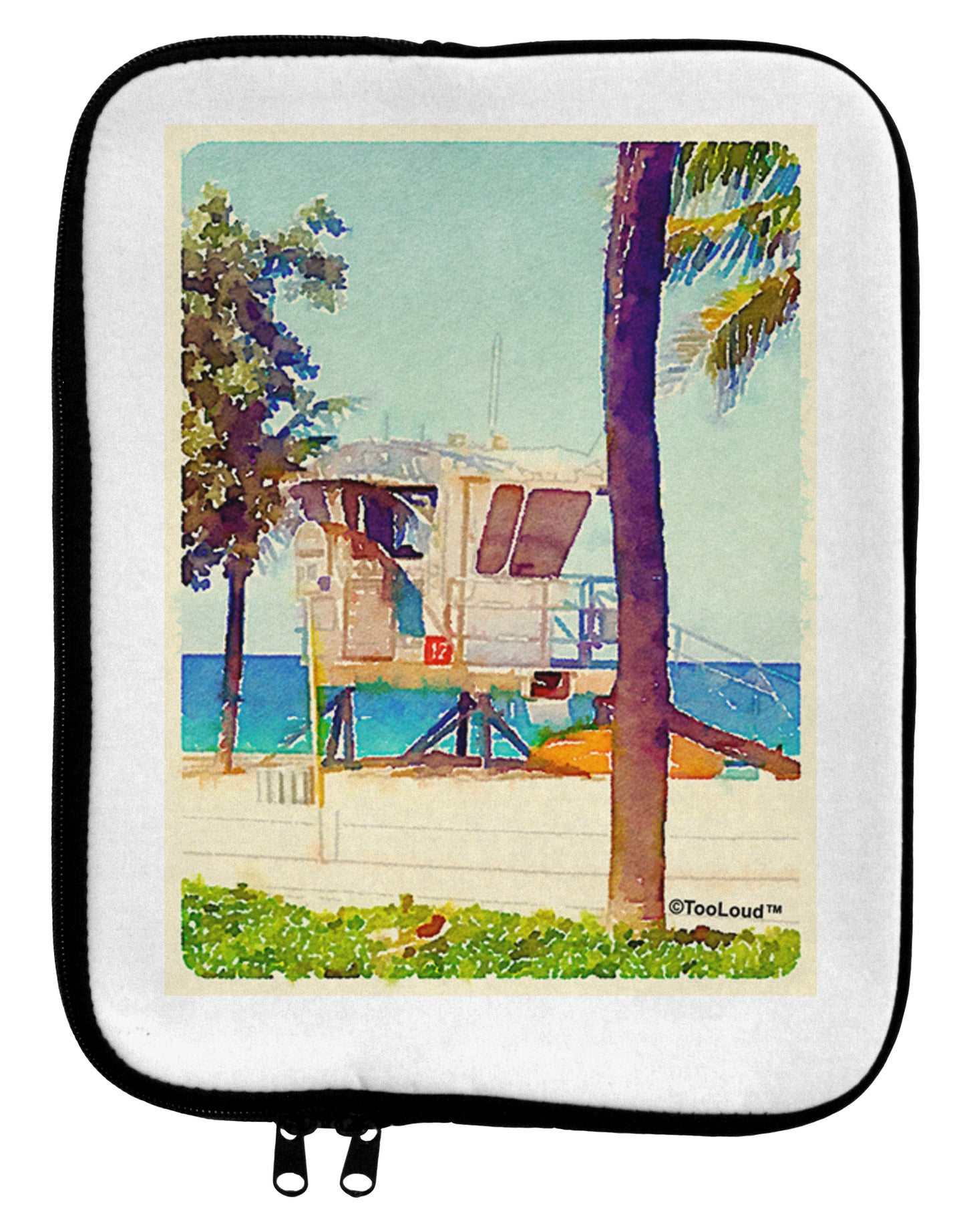 Lifeguard Station Watercolor 9 x 11.5 Tablet Sleeve by TooLoud-TooLoud-White-Black-Davson Sales
