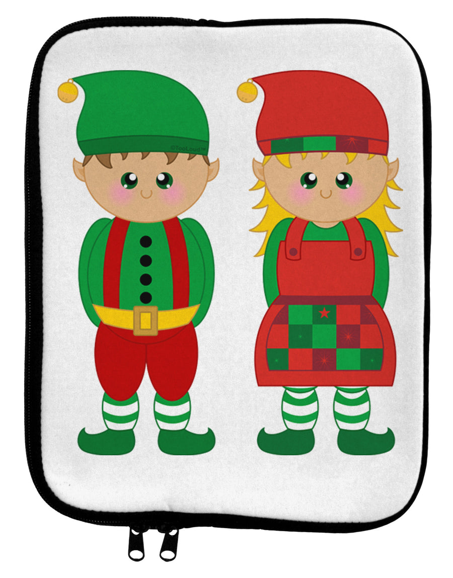 Cute Elf Couple Christmas 9 x 11.5 Tablet Sleeve-TooLoud-White-Black-Davson Sales