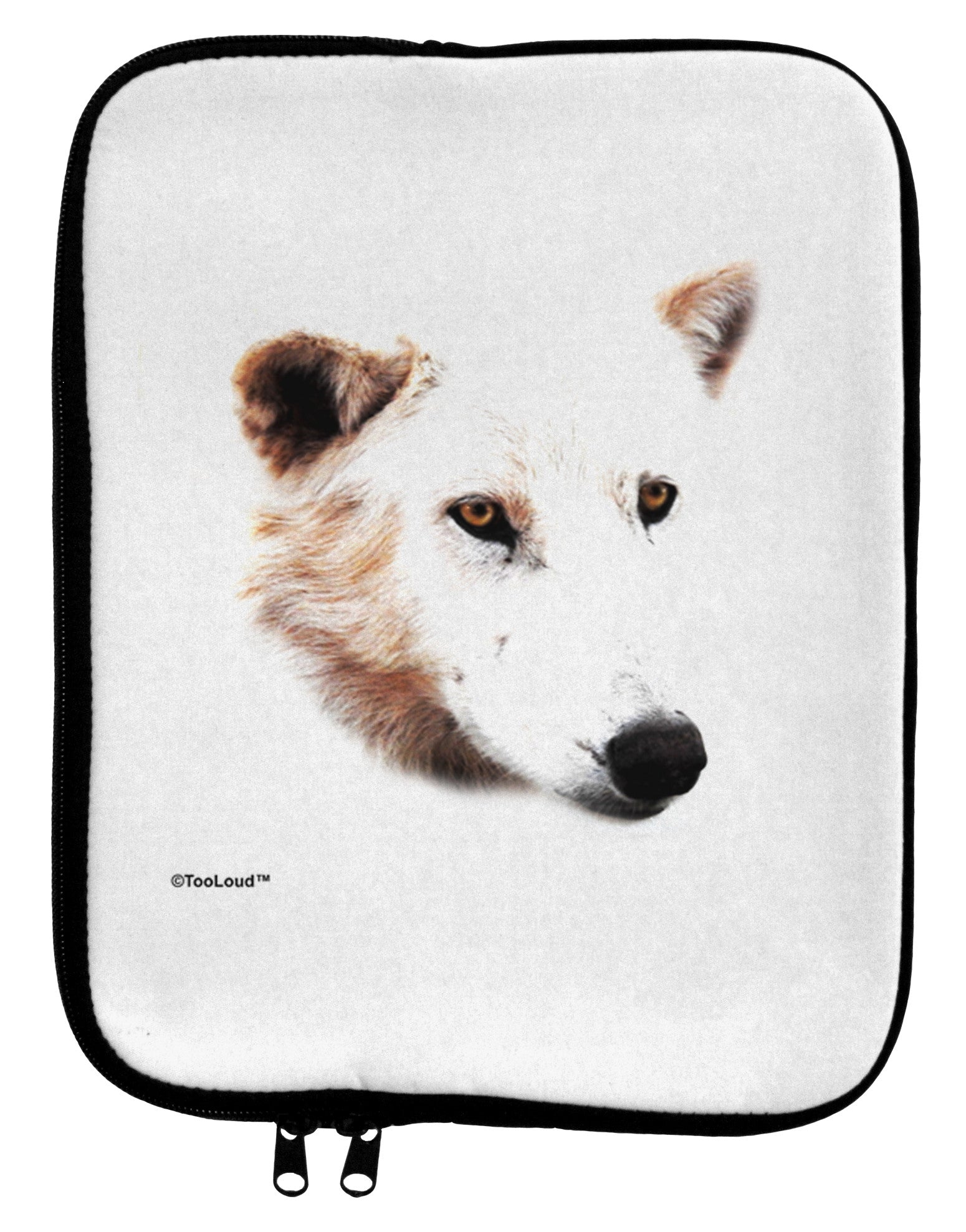 White Wolf Head Cutout 9 x 11.5 Tablet Sleeve-TooLoud-White-Black-Davson Sales