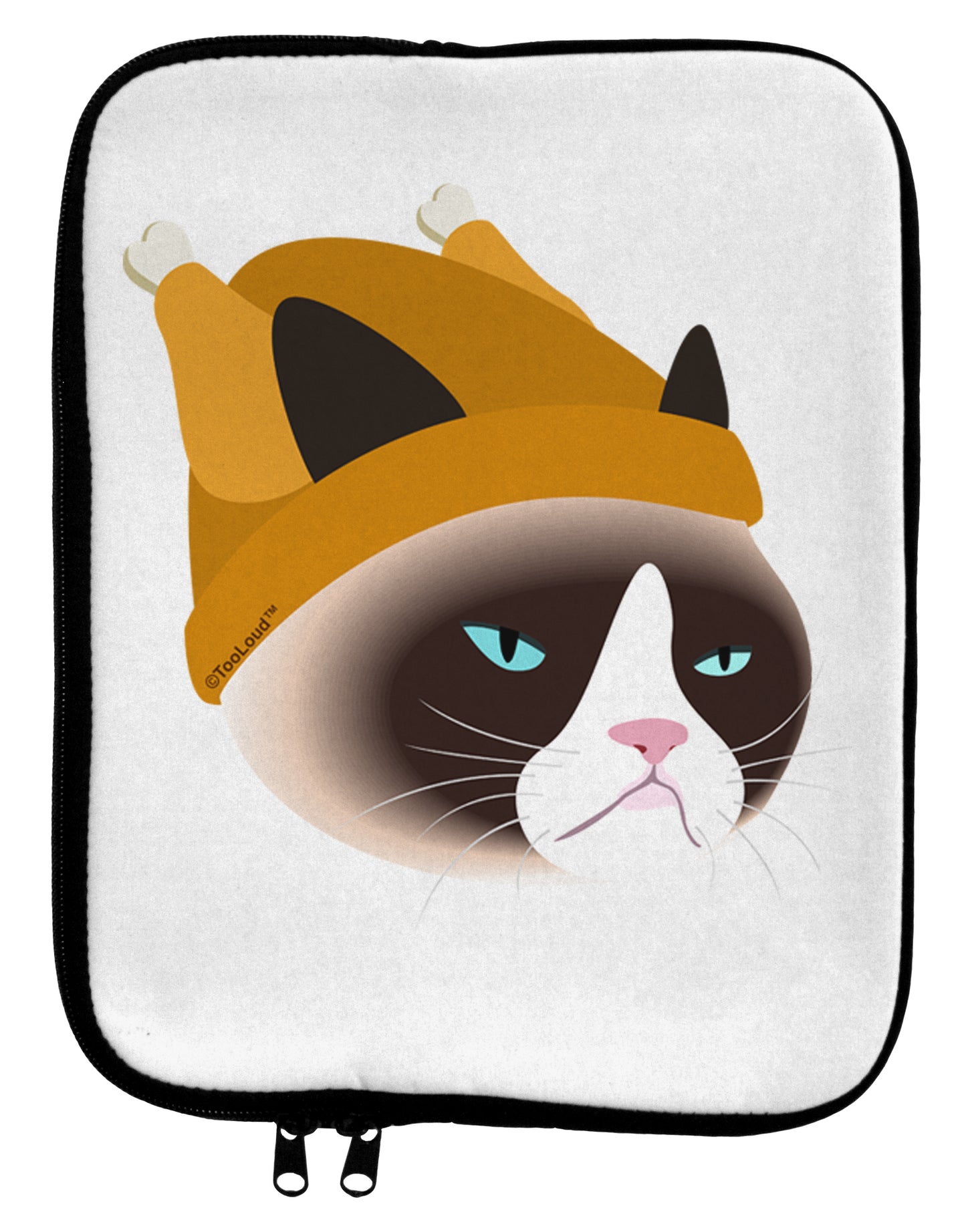 Disgruntled Cat Wearing Turkey Hat 9 x 11.5 Tablet Sleeve by TooLoud-TooLoud-White-Black-Davson Sales