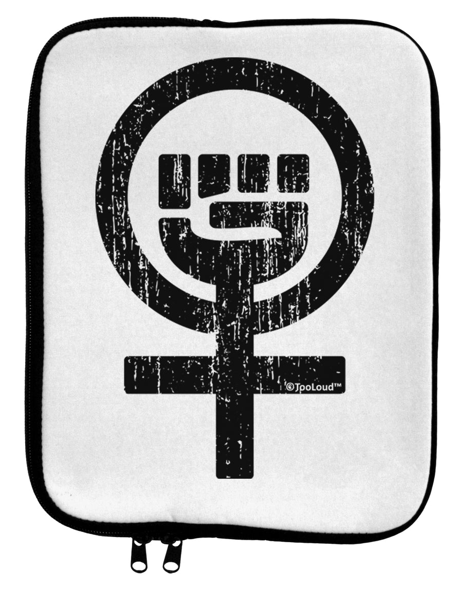 Distressed Feminism Symbol 9 x 11.5 Tablet Sleeve by TooLoud-TooLoud-White-Black-Davson Sales