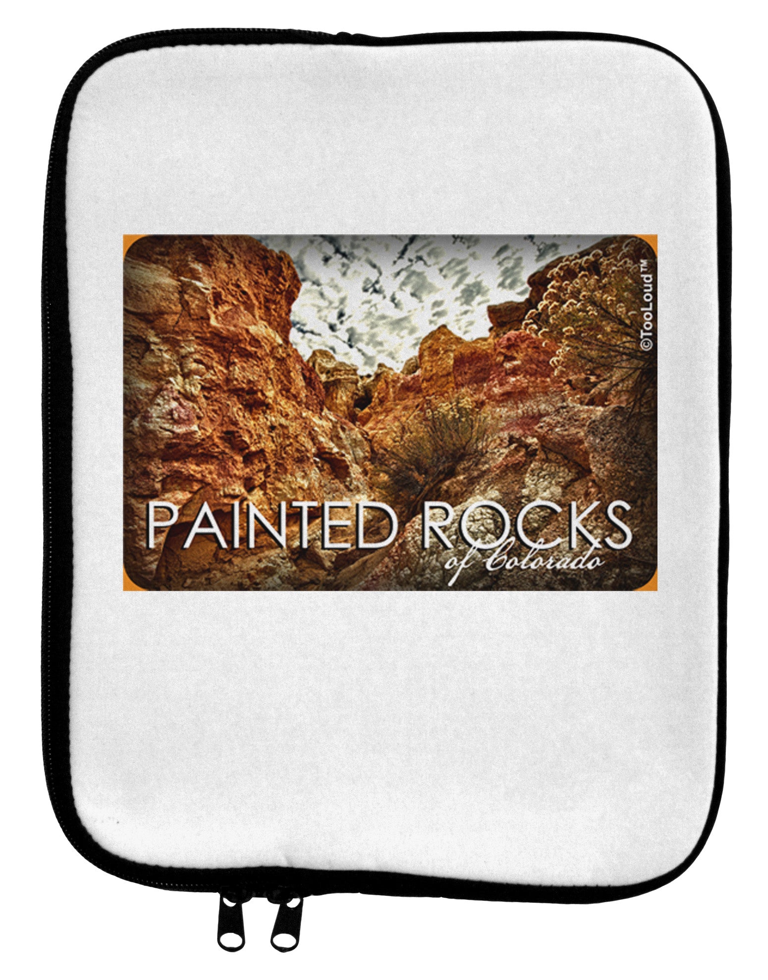 Colorado Painted Rocks Text 9 x 11.5 Tablet Sleeve-TooLoud-White-Black-Davson Sales