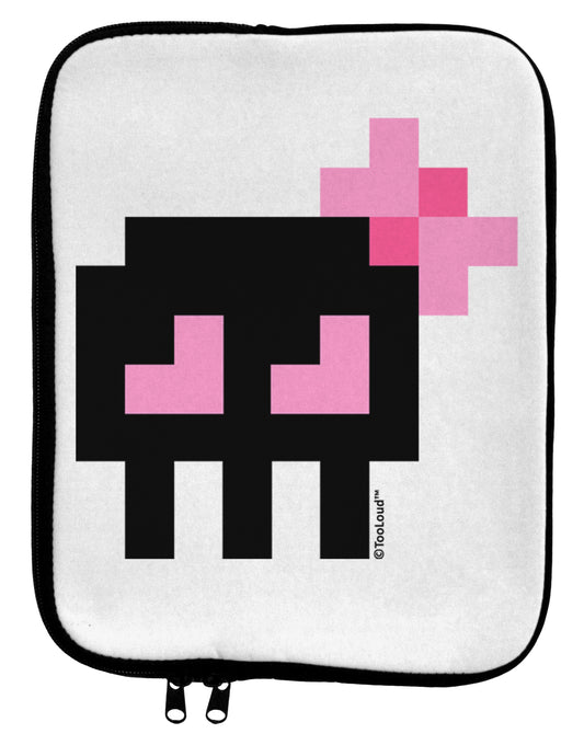 Retro 8-Bit Skull with Pink Bow 9 x 11.5 Tablet Sleeve by TooLoud-TooLoud-White-Black-Davson Sales