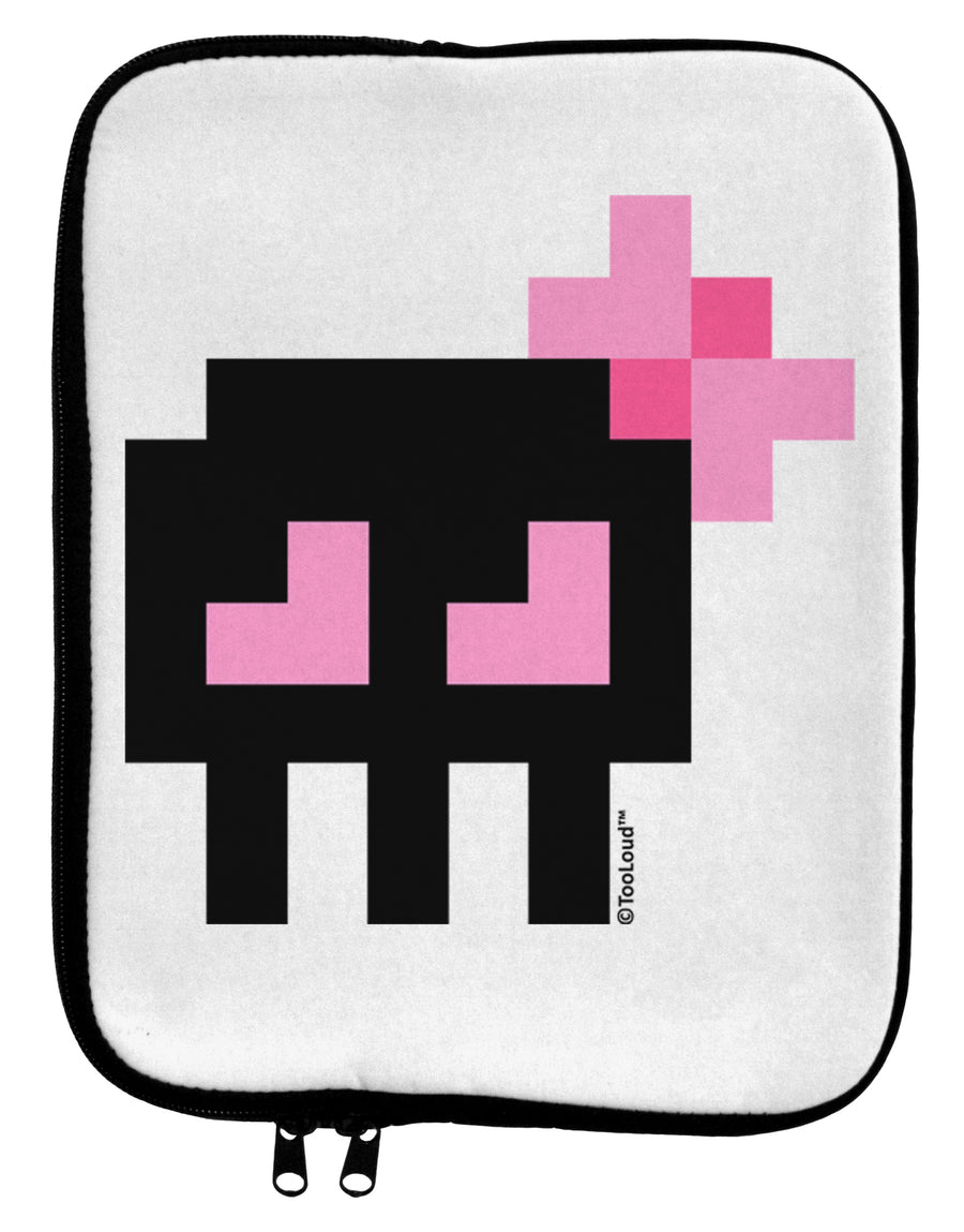 Retro 8-Bit Skull with Pink Bow 9 x 11.5 Tablet Sleeve by TooLoud-TooLoud-White-Black-Davson Sales