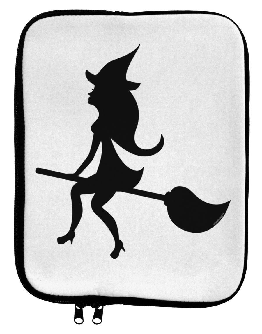 Cute Witch on Broom Silhouette Halloween 9 x 11.5 Tablet Sleeve-TooLoud-White-Black-Davson Sales