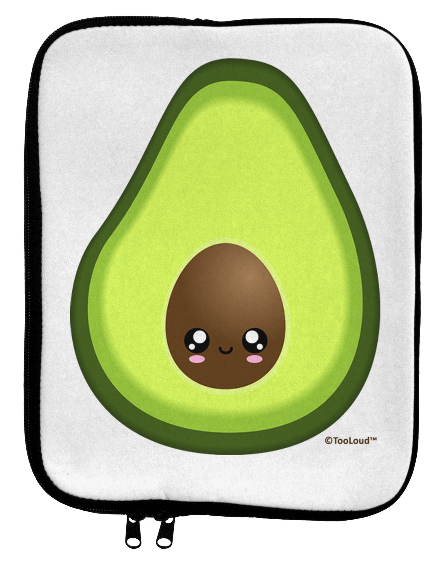 Cute Avocado Design 9 x 11.5 Tablet Sleeve-TooLoud-White-Black-Davson Sales
