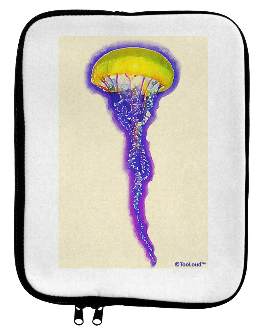 Jellyfish Outlined in Purple Watercolor 9 x 11.5 Tablet Sleeve by TooLoud-TooLoud-White-Black-Davson Sales