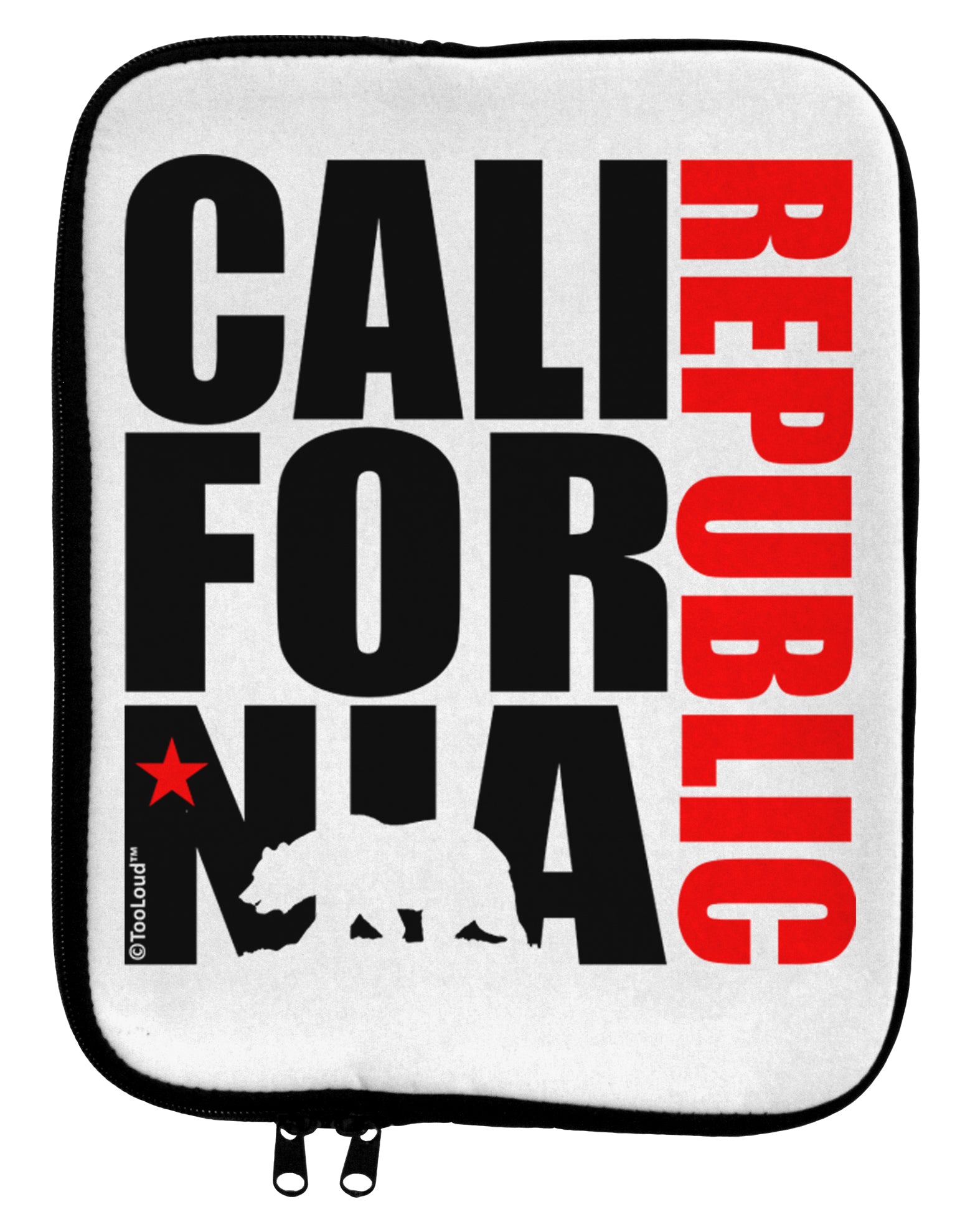 California Republic Design - California Red Star and Bear 9 x 11.5 Tablet Sleeve by TooLoud-TooLoud-White-Black-Davson Sales