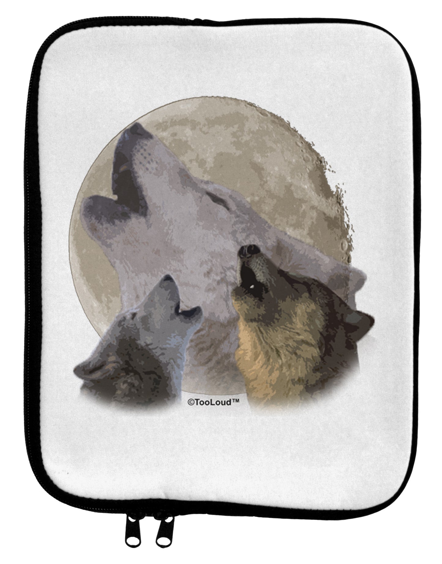 Three Wolves Howling at the Moon 9 x 11.5 Tablet Sleeve by TooLoud-TooLoud-White-Black-Davson Sales