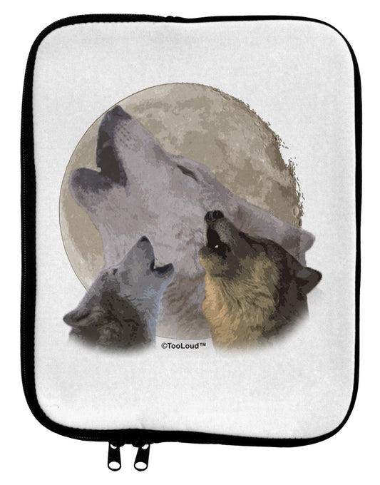 Three Wolves Howling at the Moon 9 x 11.5 Tablet Sleeve by TooLoud-TooLoud-White-Black-Davson Sales