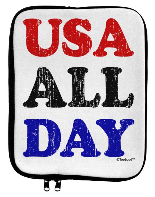 USA All Day - Distressed Patriotic Design 9 x 11.5 Tablet Sleeve by TooLoud-TooLoud-White-Black-Davson Sales