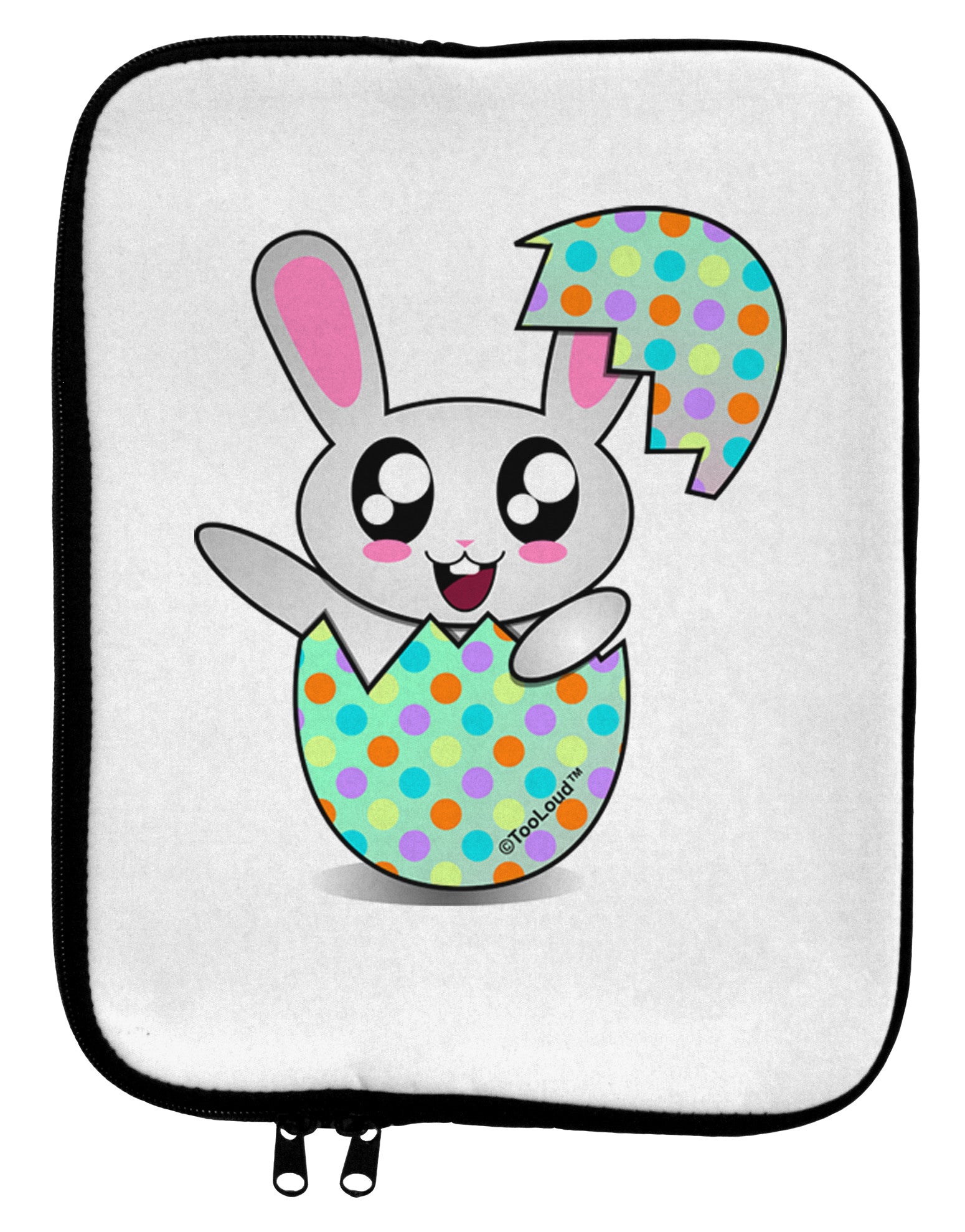 Bunny Hatching From Egg 9 x 11.5 Tablet Sleeve-TooLoud-White-Black-Davson Sales
