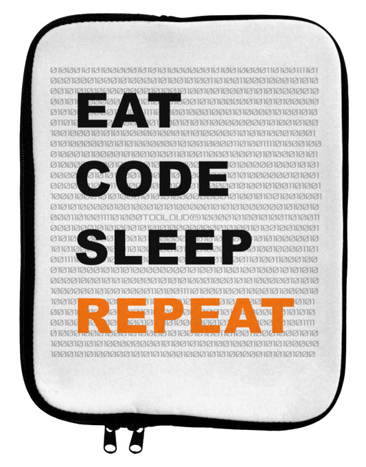 Eat Sleep Code Repeat 9 x 11.5 Tablet Sleeve by TooLoud-TooLoud-White-Black-Davson Sales