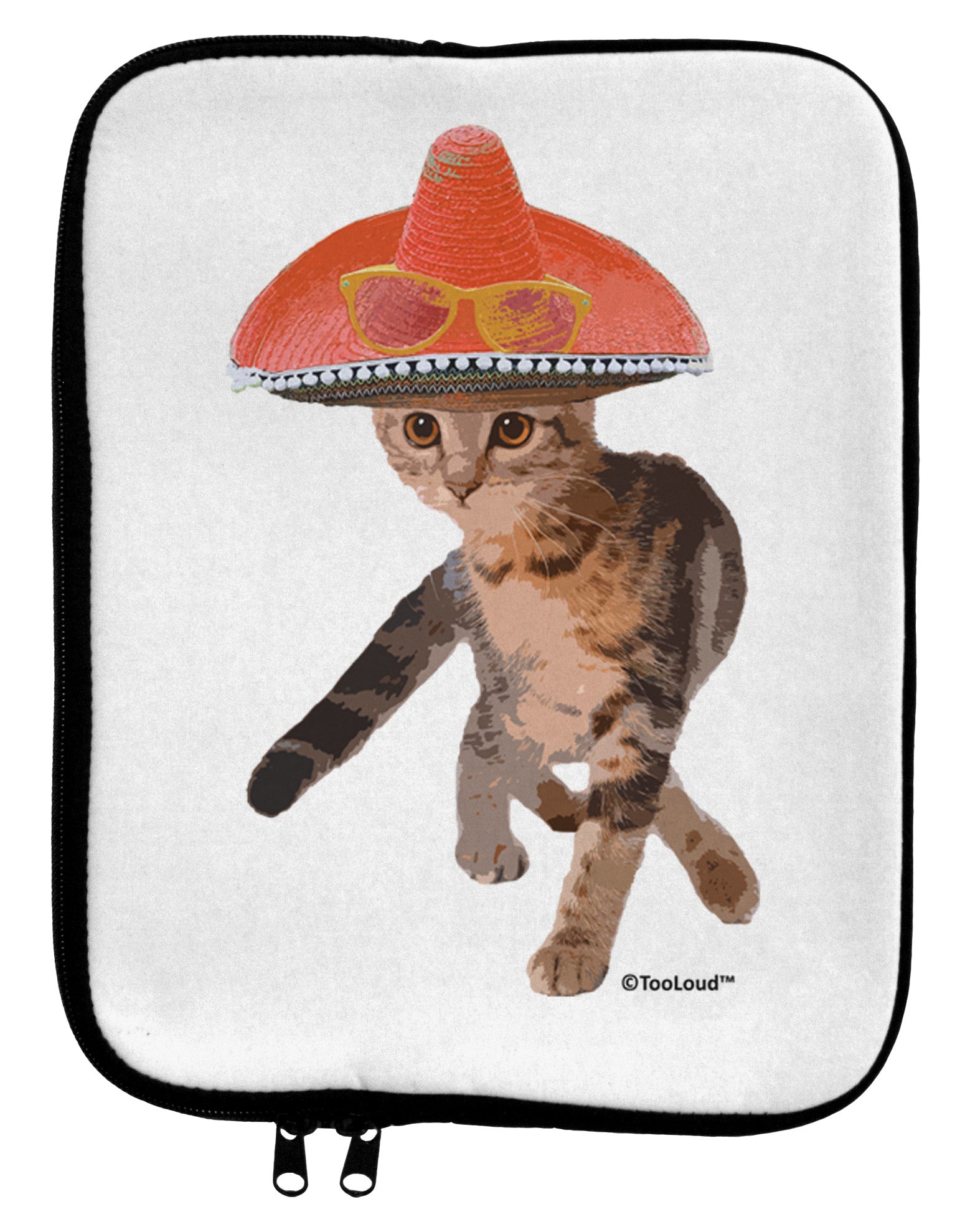Cat with Pink Sombrero and Sunglasses 9 x 11.5 Tablet Sleeve by TooLoud-TooLoud-White-Black-Davson Sales