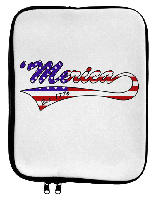 Merica Established 1776 - American Flag Style 9 x 11.5 Tablet Sleeve by TooLoud-TooLoud-White-Black-Davson Sales