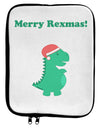 Merry Rexmas T-Rex Dinosaur Christmas 9 x 11.5 Tablet Sleeve-TooLoud-White-Black-Davson Sales