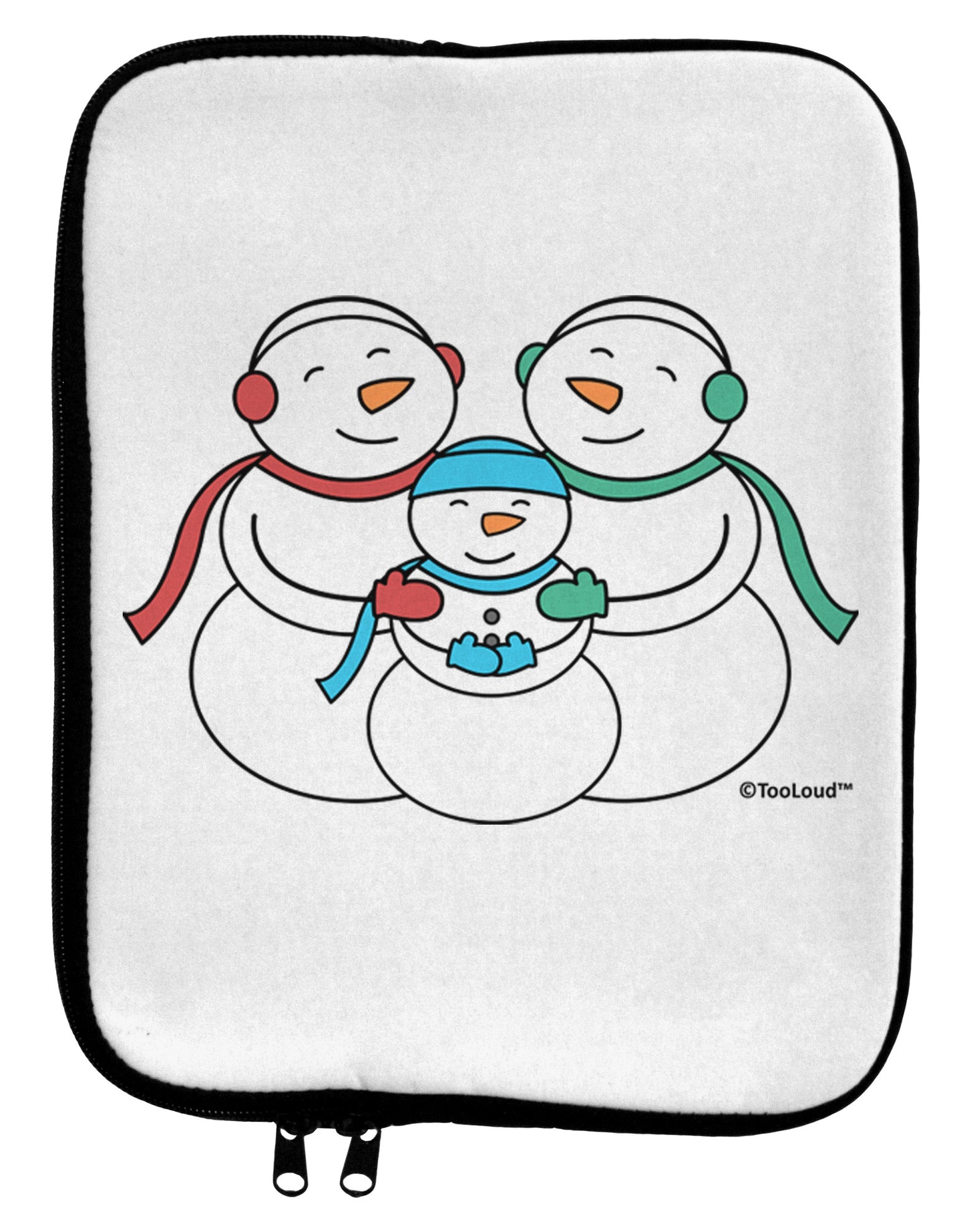 Cute Snowman Family with Boy 9 x 11.5 Tablet Sleeve by TooLoud-TooLoud-White-Black-Davson Sales