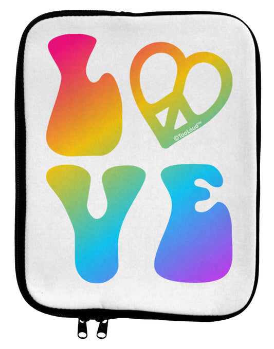 Peace and Love - Peace Heart Love 9 x 11.5 Tablet Sleeve by TooLoud-TooLoud-White-Black-Davson Sales