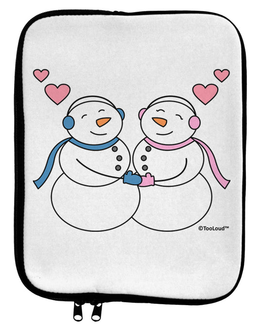 Cute Snowman and Snowwoman Couple 9 x 11.5 Tablet Sleeve by TooLoud-TooLoud-White-Black-Davson Sales