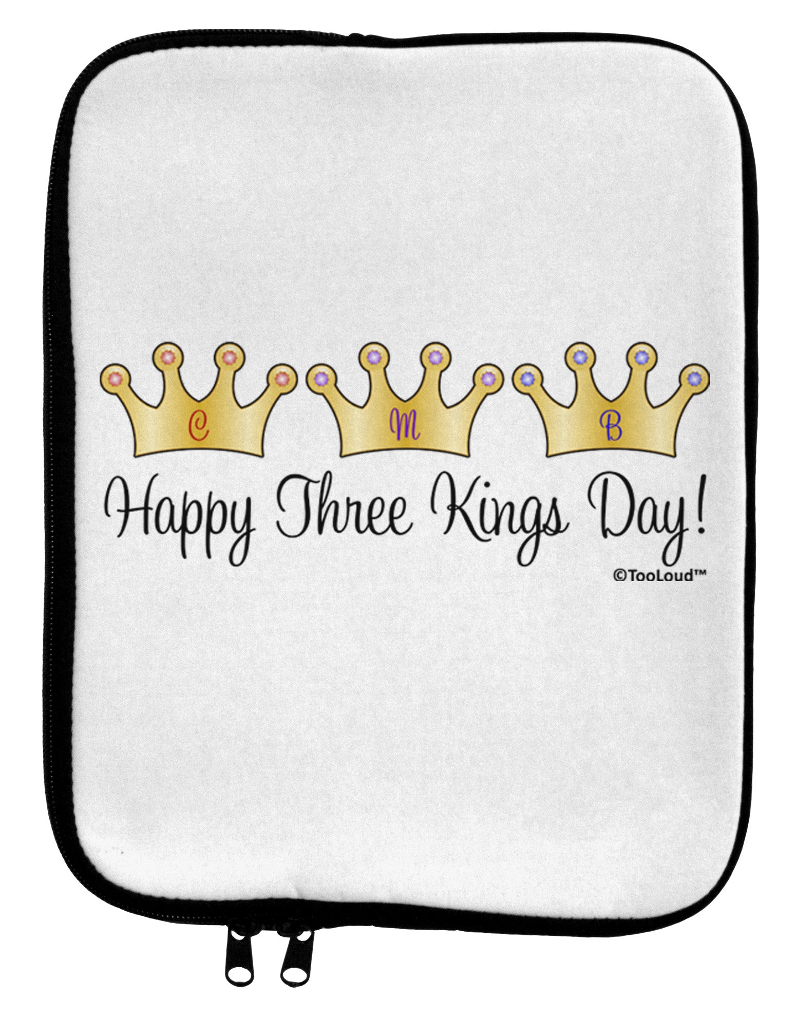 Happy Three Kings Day - 3 Crowns 9 x 11.5 Tablet Sleeve by TooLoud-TooLoud-White-Black-Davson Sales