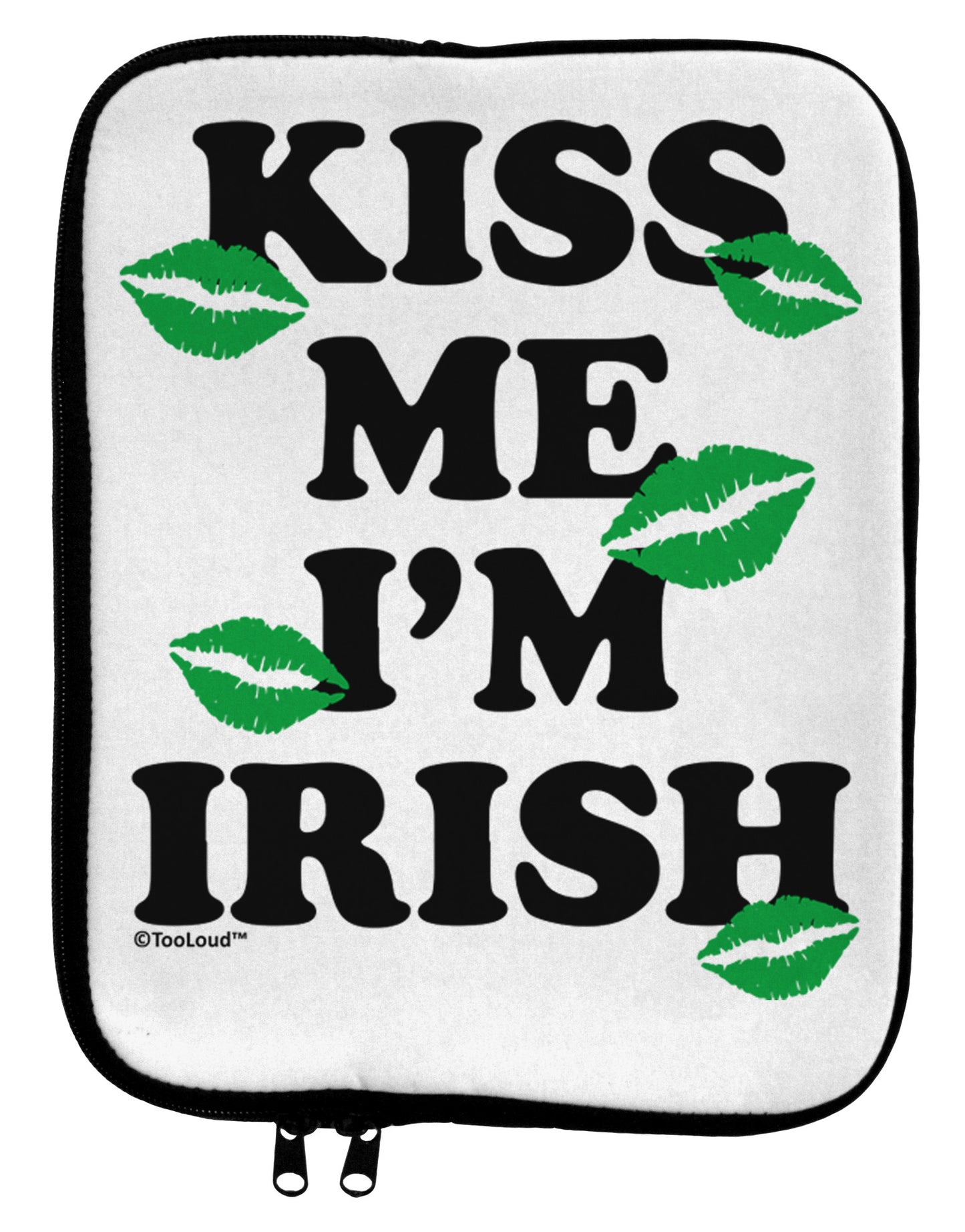 Kiss Me I'm Irish - Green Kisses 9 x 11.5 Tablet Sleeve by TooLoud-TooLoud-White-Black-Davson Sales