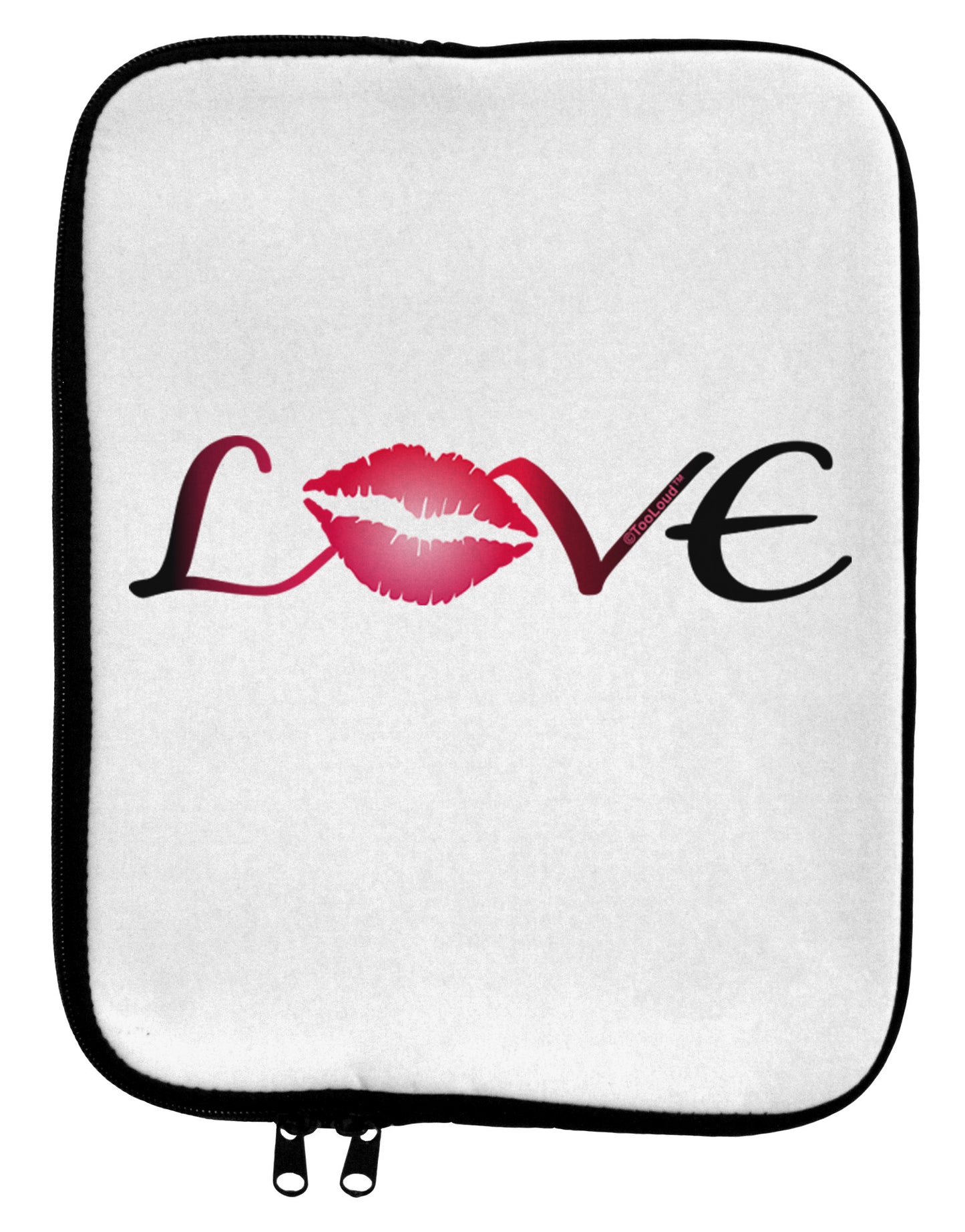 Love Kiss 9 x 11.5 Tablet Sleeve-TooLoud-White-Black-Davson Sales