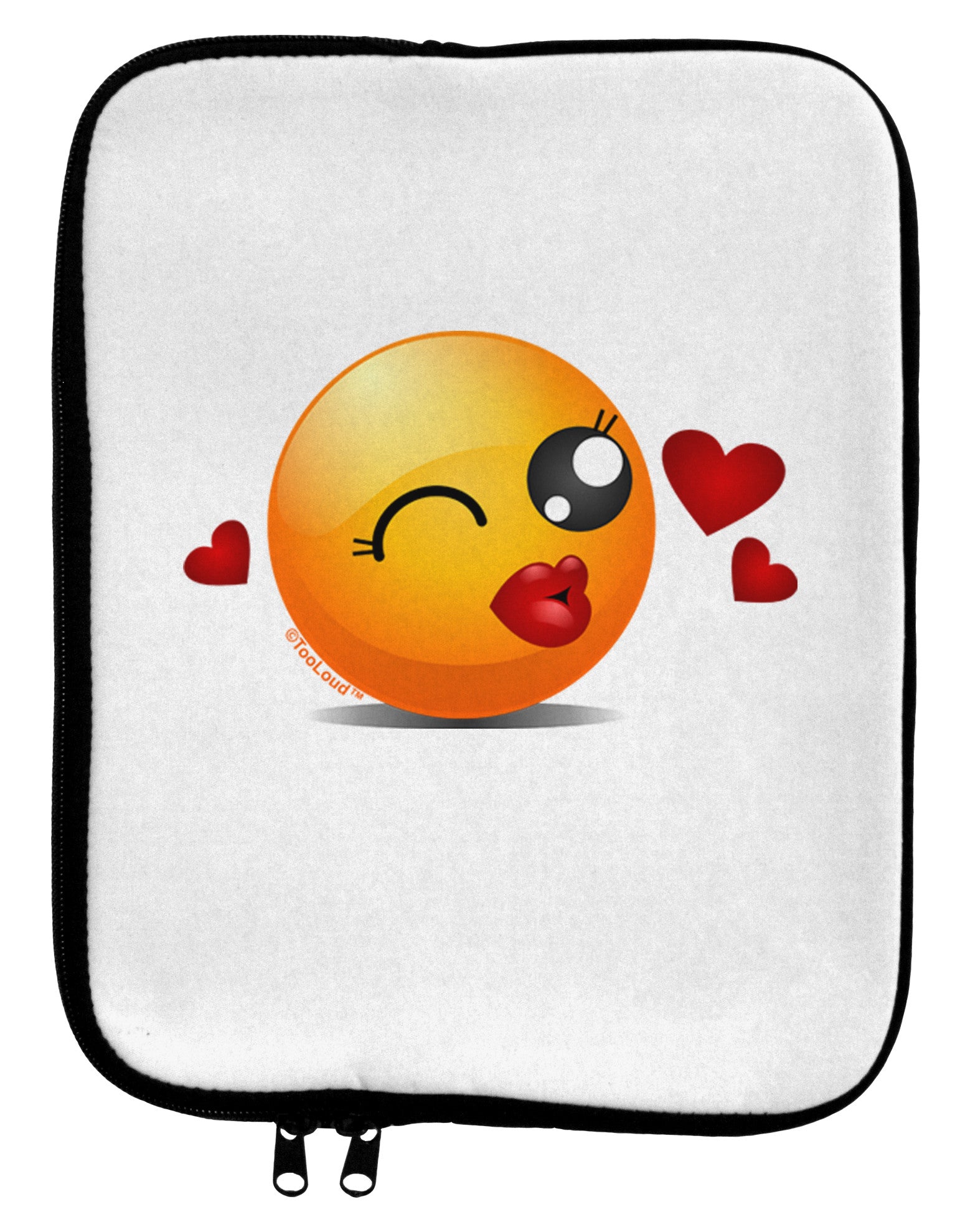 Kissy Face Emoji Girl 9 x 11.5 Tablet Sleeve-TooLoud-White-Black-Davson Sales