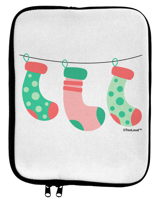 Cute Hanging Christmas Stockings 9 x 11.5 Tablet Sleeve by TooLoud-TooLoud-White-Black-Davson Sales