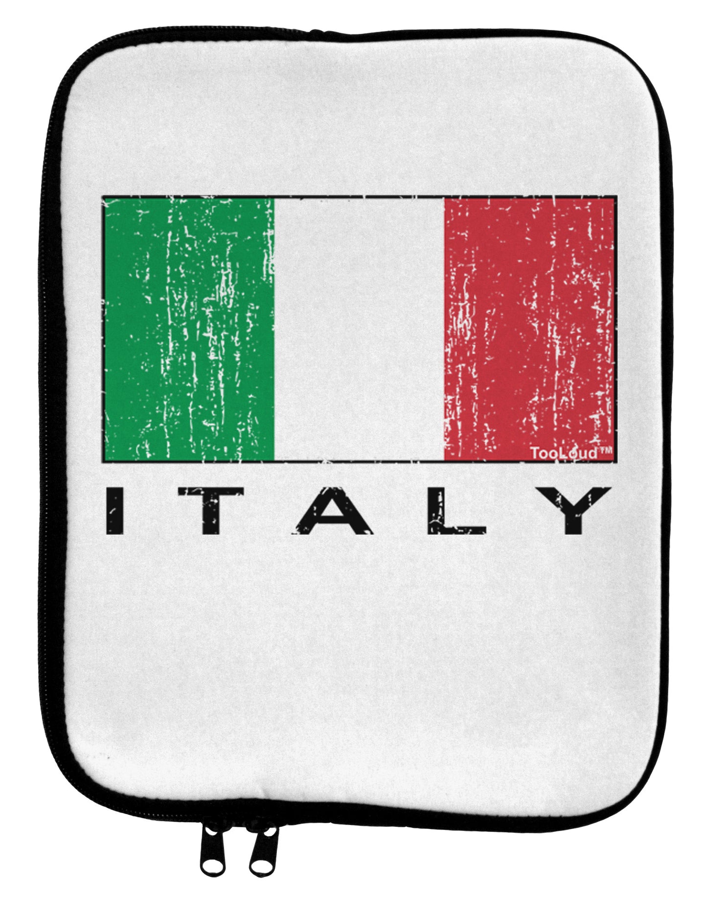 Italian Flag - Italy Text Distressed 9 x 11.5 Tablet Sleeve by TooLoud-TooLoud-White-Black-Davson Sales