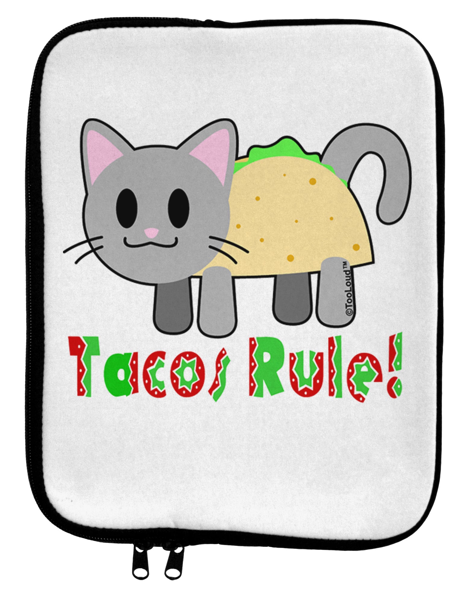 Tacos Rule Taco Cat Design 9 x 11.5 Tablet Sleeve by TooLoud-TooLoud-White-Black-Davson Sales