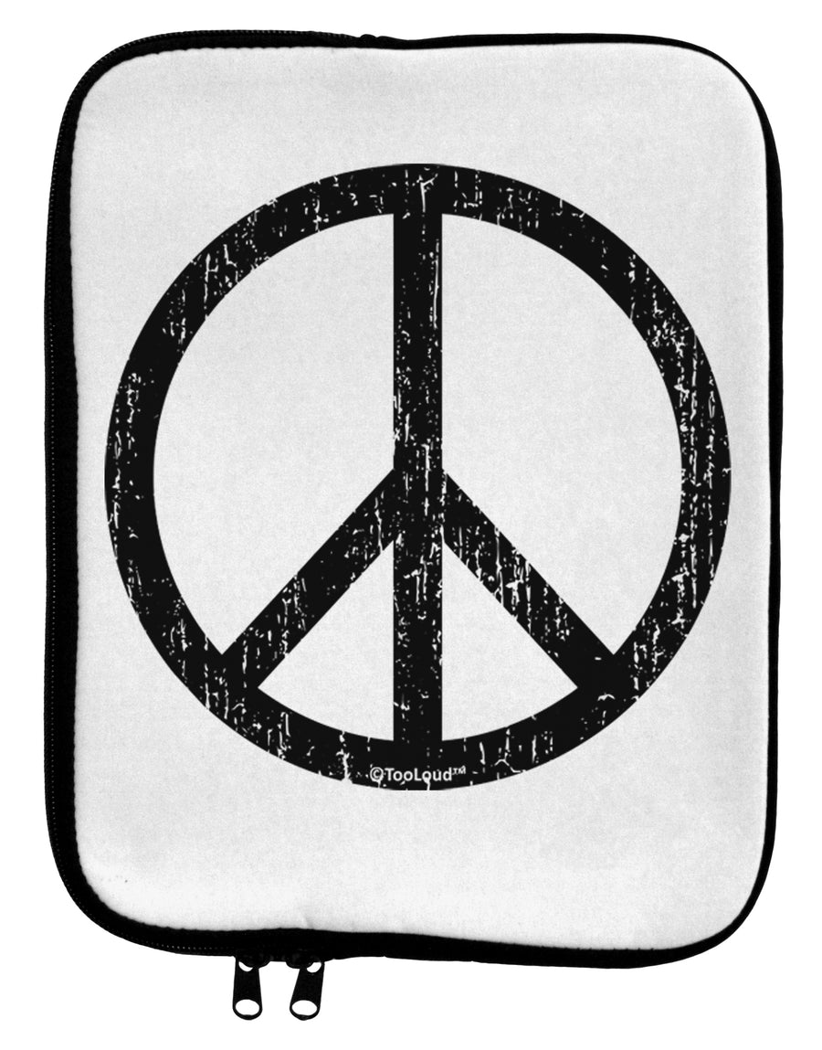Peace Sign Symbol - Distressed 9 x 11.5 Tablet Sleeve by TooLoud-TooLoud-White-Black-Davson Sales